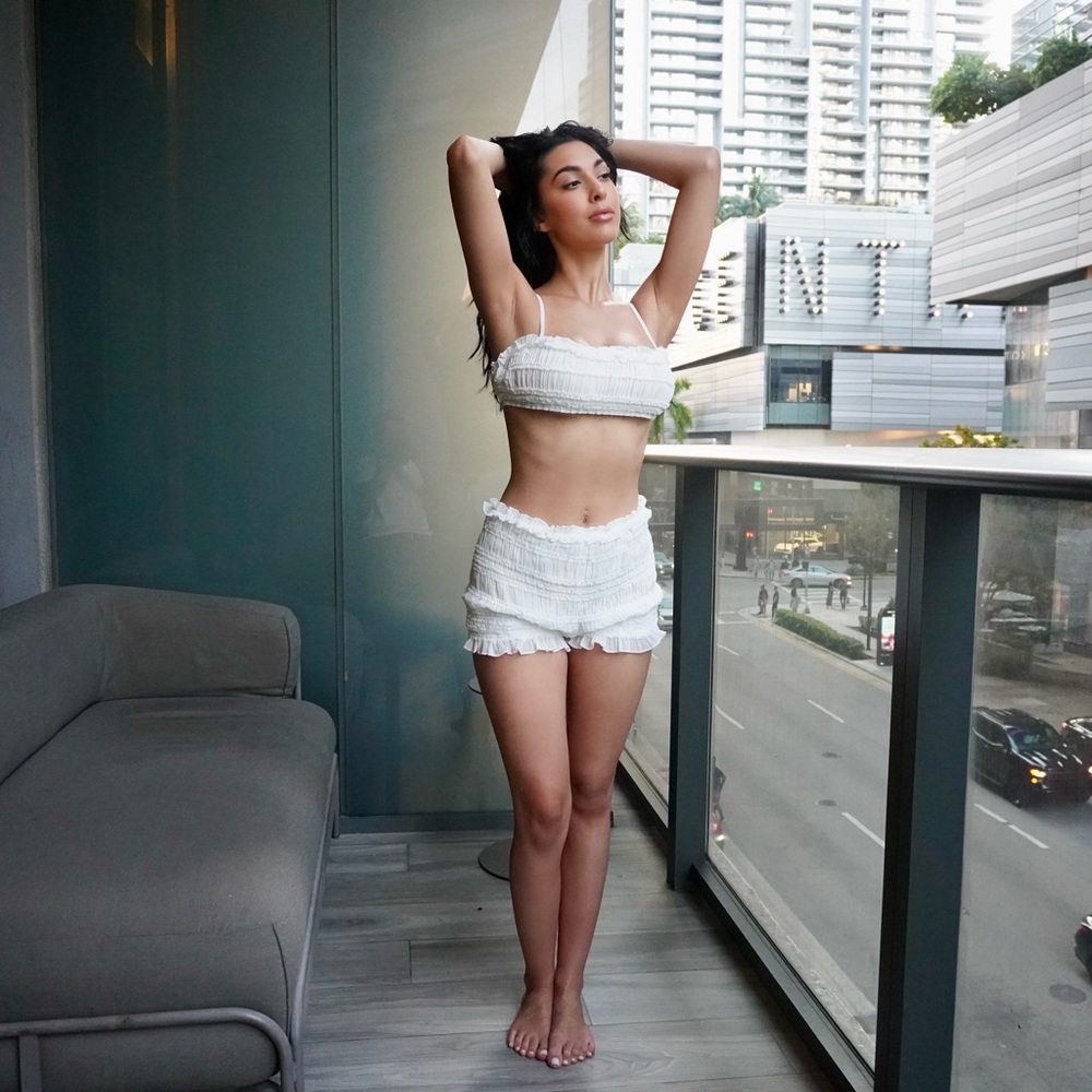 White Ruffled Two-Piece Set - Picture 3 of 6